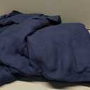 Bedsure GentleSoft 100% Cotton Blanket Queen Size for Bed - Breathable and Lightweight, Soft Cozy Textured Herringbone Woven Blanket for Summer, Navy Blue, 90x90 inches