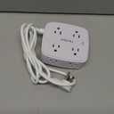 6 Ft Surge Protector Power Strip - 8 Widely Outlets with 4 USB Ports, 3 Side Outlet Extender with 6 Feet Extension Cord, Flat Plug, Wall Mount, Desk USB Charging Station, ETL,White