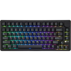 EPOMAKER QK81 75% Wireless Mechanical Gaming Keyboard, QMK/VIA Programmable and Hot-Swappable, 81 Keys with Metal Knob, 2.4Ghz/BT/USB, Creamy Gasket-Mount, RGB Backlight (Black, Flamingo Switch)