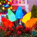 Brightown C9 LED Christmas String Lights, 66ft Multi-Color Outdoor Light String with 100 Smooth Opaque Bulbs, Plug-in Vintage Roofline Lights String for Outside Patio Christmas Holiday Decor