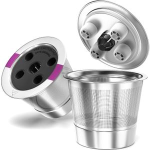 Universal Refillable Coffee Pods with 5 Holes, Suitable for k cups, Stainless steel reusable compatible with keurig 1.0 & 2.0 coffee machines brewers refillable