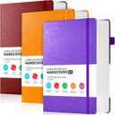 FOCUS DAY 3 Pack Journals Notebooks, B5(7.1'' X 10'') Thick Notebook Journal College Ruled Bulk, Large Hardcover Leather Bound Lined Notebook Journal Set for Women Men Work Writing, Multicolor (Purple-Burgundy-Orange)