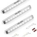 Joyzy 2 Pack Automatic Motion Sensor Closet Lights with Eye-Protection Design, LED Beads for Under Cabinet Wireless Lighting, Rechargeable Night Lighting for Wardrobe Pantry Light Closet Lighting