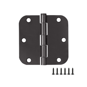 Design House Interior Door Hinges, 3.5 in. x 3.5 in., Rounded, 5/8-in. Radius, Steel, Pre-Lubricated, Matte Black, 26-Pack