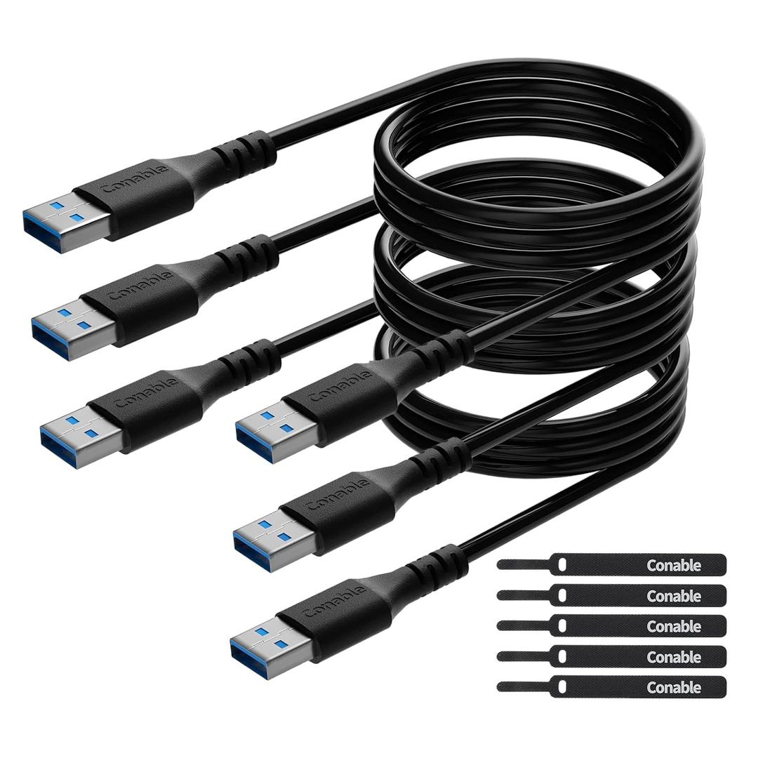4 ft USB 3.0 Male to Male Cable (3 Pack) - 5Gbps Data Transfer for Hard Drive, Laptop, DVD Player, USB Hub, Monitor, Camera, Set Top Box with 5 Cable Ties