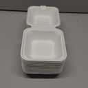 Raj Eco To Go Containers 6" Take out food containers Compostable Clamshell Disposable to-go boxes for food Carryout containers Eco Friendly Hinged Lid Microwave-Safe for Restaurants (White - 50 Pack)