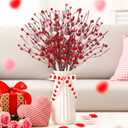 N&T NIETING 6 Valentines Day Decorations Artificial Flowers Berry Twig Stem, Heart Shaped Berry Picks Fake Flowers Bulk Branches Valentine's Day Gifts Anniversary Wedding Home Mothers Day Decor(Mix)