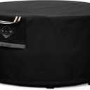 QH.HOME Fire Pit Cover Round Super Waterproof, 44" D X 24" H Outdoor Round Firepit Cover 600D Strong Tear Resistant, UPF 50+ Fire Pit Covers Premium Fading Resistant for Outdoor Fire Pit - Black