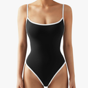 SUUKSESS Women Sexy Square Neck Thong Bodysuit Backless Cami Bodysuit Top (Size XL)