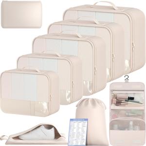 BAGAIL 9 Set Packing Cubes Luggage Packing Organizers for Travel Accessories (Cream)