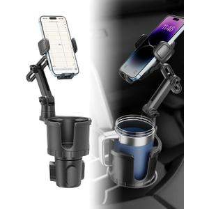 Cup Holder Phone Mount for Car, Phone Cup Holder for Car iPhone with Expandable Base, Compatible with iPhone Samsung All Phones (1 Pack)