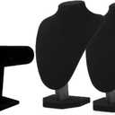 Comelyjewel 3pcs/pack Jewelry Organizer - Black Velvet 1 Row Bracelet Holder & 9" Necklace Holder Elegant Room Decor & Jewelry Organizers and Storage Solution for Fashion Accessories