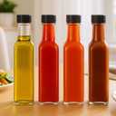 WERTIOO Hot Sauce Bottles 18-Pack 8.5oz Glass Bottles with Lids - Square Hot Sauce Containers for Homemade Chili Oil, Vinegar, BBQ - Empty for Liquid Storage & Gifting, Clear (Leakproof)