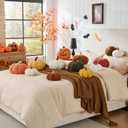 2 PCS Fall Pumpkin Pillows Brown White Simulated Pumpkin Shaped Pillow Halloween Decoration Throw Pillows Fluffy Pumpkin Pillows Cushion Decor for Fall Thanksgiving Halloween Bedroom Sofa Couch