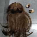 Ms Taj Hair Toppers for Thinning Hair 20inch Dark golden brown with highlights Long Layered Hair Toppers for Women Synthetic Add Volume Natural Straight Clip in Hair Pieces for Women