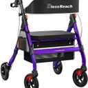 Foldable Rollator Walkers with Seat for Seniors, 450 lb Capacity, 8'' Wheels, 18" Big Seat, 6-Position Adjustable Height, Heavy-Duty Aluminum Rolling Walker (Purple)