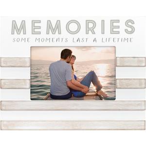 Malden International Designs 4x6 Memories Sentiment Picture Frame Memories Some Moments Last A Lifetime Raised Sunwashed Contrasting Stripes Gray Screenprinted Text