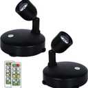 LED Spotlight, Battery Powered Picture Lights, Uplighting Indoor, Puck Lights with Remote, Small Spot Light for Wall Display Dartboard Painting Artwork Closet-Natural White (Black)