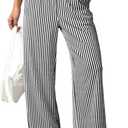 EVALESS Women's Striped Pants Spring Summer 2026 Comfy Pajama Pants High Waist Wide Leg Lounge Pants Lightweight PJ Bottoms L