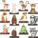 Yaomiao 12 Pcs Woodland Animal Wooden Table Centerpiece Cutout Shapes Forest Painted Baby Shower Decorations Wild Creatures Wood Table Sign for Forest Camp Birthday Party Supplies