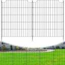 12 Panels Decorative Garden Fence, 33 in(H) X 29 ft(L) No Dig Animal Barrier Fencing, Rustproof Metal Wire Border Fence for Dogs, Rabbits, and Yard, Temporary Outdoor Garden Edging Fence (12 Panels - 33in(H) x29ft(L) without Lock)