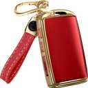 Lucrum Compatible with Mazda Key Fob Cover & Leather Keychain - TPU Case for 3, 6, CX-5 CX-9 CX-30 CX-50 CX-70 (2019-2025) (Red)