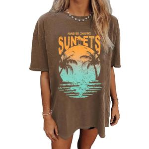 Womens Oversized Tshirt Graphic Tees Summer Casual Short Sleeves Tops Beach Vacation Clothes