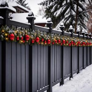 Knitgrip 2 Pcs Solar Christmas Garland Outdoor Fence Decor with Light 18 ft, 3.94 Inch, 2.36 Inch, 1.57 Inch