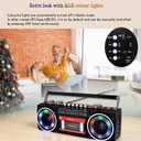 Retro 80's Cassette Player Recorder with AM/FM/SW Radio, Bluetooth Boombox, USB, Built-in MIC for Voice Recording, RGB Colorful Lights, Headphone Jack, AC or Battery Powered