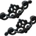 8 Pack Black Drop Bail Drawer Pulls, 2-1/2 Inch Hole Center Vintage Cabinet Handles for Dresser, Closet, Cupboard Furniture