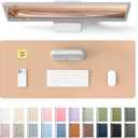 YSAGi Leather Desk Protector, Office Mat, Large Mouse Pad, Non-Slip PU Leather Blotter, Laptop Desk, Waterproof Writing Pad for Office and Home (Latte, 23.6" x 13.8")