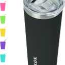 BJPKPK Black Skinny Stainless Steel Tumblers 20 oz Slim Insulated Reusable Coffee Travel Water Tumbler Cup With Lid