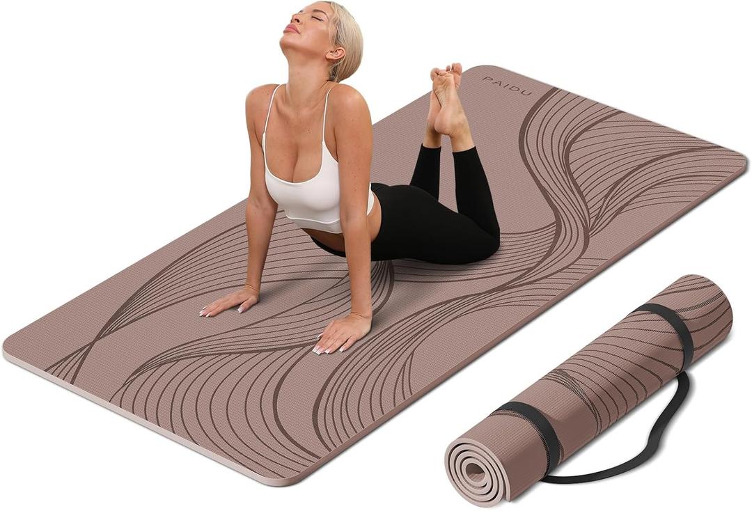 Large Yoga Mat-72x36x0.4 Extra Width  Thick,Comfortable,Non-Slip Exercise Mat-Works Great on All Floor for Stretching,Yoga Studio,Gym or Home Workouts (Brown)