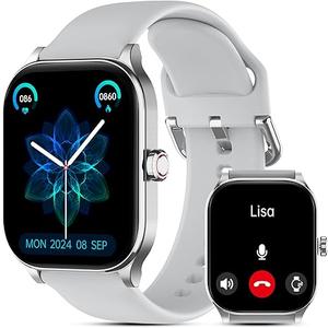 Smart Watch for Women Men(Answer/Make Call), Smartwatches with Heart Rate/SpO2/Sleep/Stress Monitor, IP68 Waterproof Activity Tracker for Android iPhone, 100+ Sports Fitness Watches (Gray, 1.85")