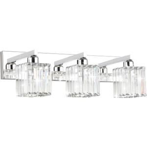 Aipsun Bathroom Vanity Light Fixtures Crystal Bathroom Lighting Fixtures Chrome Vanity Light for Bathroom (Exclude Bulb) (23 inch)