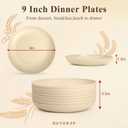 Kitchen Plates Set for 8, Wheat Straw Plate 9 Inch, Unbreakable Party Plates for Salad, Fruit, Bread, Microwave and Dishwasher Safe Round Plate for School, Camping, Kitchen - Beige