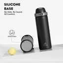 POWCAN 24 oz Insulated Water Bottle for Sports: Push-Button Spout & Quick-Flip Straw, Leakproof, Keep Cold 24Hrs, Fits Car Cupholder, Stainless Steel Bottle for Travel, Gym, School (Midnight Black)