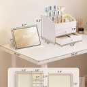 VLANDO Makeup Organizer,Skincare Organizer for VanityPU Leather Make up Organizer with Drawers Cosmetic Display Case for Countertop,Perfume,Gifts Ideas for Women (Apricot White)