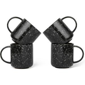 Ol Ceramic Mug Set of 4-15oz Cute Coffee Mugs for Hot Chocolate, Espresso, and Tea, Nordic Style, Dishwasher and Microwave Safe, Gift for Coffee Lovers (Midnight)