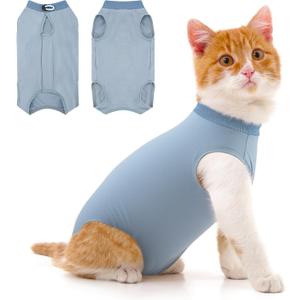 Coppthinktu Cat Recovery Suit for Abdominal Wounds or Skin Diseases, Cat Onesie for Cats After Surgery Female Kitten Recovery Suit, Breathable E-Collar Alternative After Spay Anti Licking Large