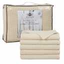 HILLFAIR 100% Cotton Blanket- 120" x 120" XXL Oversized King Bed Blankets - Family Size 10 ft x 10 ft Big - All Season Soft Cozy Breathable Blankets for Bed - Extra Large King Cotton Blanket- Beige