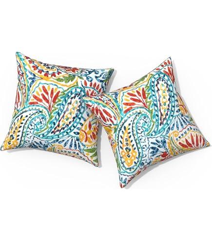 LVTXIII Outdoor Throw Pillows 20x20 Patio Waterproof Square Pillows with Piping Fade Resistant Accent Pillow for Spring Summer Garden Decoration, Set of 2, Paisley Multi LVTXIII Outdoor Throw Pillows 20x20 Patio Waterproof Square Pillows with Piping Fade Resistant Accent Pillow for Spring Summer Garden Decoration, Set of 2, Paisley Multi