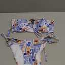 ZAFUL O Ring Bandeau Bikini Sets for Women Sexy Strapless Swimsuits 2 Piece High Cut Bathing Suit (Medium, Printed-white)