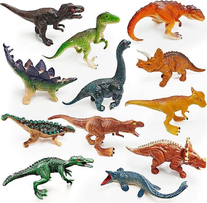 5 Pcs Dinosaur Figurines for Kids, Plastic Animal Toys Tiny Portable Dinosaur Figures Playset Montessori Toy Educational Game for Homeschool Preschool Toddler Kids