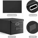 Hleelomi Collapsible File Box with Lid & Plastic Slide - Hanging Document Organizer for Office/Home, 14.96x12.6x10.83 Inch,Decorative Home File Bin,Black, 1 Pack (No Folders Included)