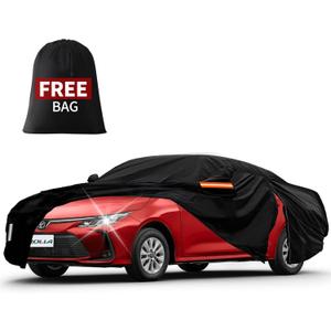 Waterproof Car Cover Custom Fit for Toyota Corolla/Honda Civic 1991-2025(Sedan/Coupe,not for Hatchback), Outdoor All Weather Full Exterior Cover Rain Sun Hail Protection with Door Zipper (100% Waterproof Black)