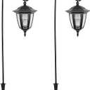 MAGGIFT 34 Inch Hanging Solar Lights, Decorative Garden Lanterns with 2 Shepherd Hooks, Solar Powered Coach Lights, Warm White LED Outdoor Lighting for Landscape, Yard, Pathway and Patio, 2 Pack