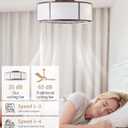 Caged Ceiling Fans with Lights Flush Mount, Low Profile Ceiling Fan with Lights Remote Control, 20'' Modern Bladeless 6 Speeds for Bedroom, Nursery, Kitchen, Brown
