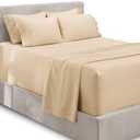 Hearth & Harbor Extra Deep Pocket Sheets - Fits Mattress 18-24 Inches Deep - Extra Deep Pocket Split King Size Sets - 7 Piece Split King Size - Cream