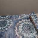 FRAMICS Kitchen Mats for Floor 2 Piece, Waterproof Non Slip, Memory Foam Cushioned, Floral Kitchen Rugs Set, Teal 17.3"30"+17.3"47"